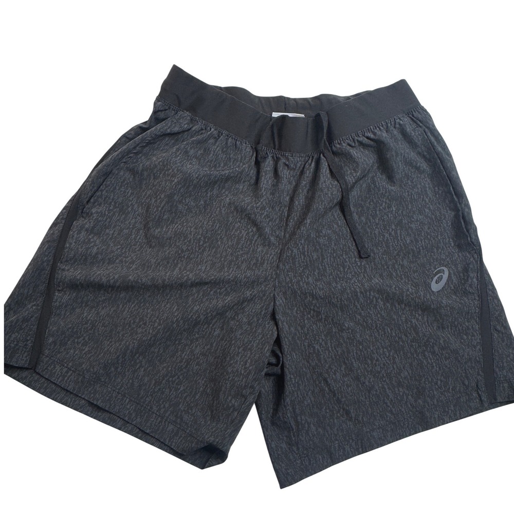 ASICS Mens Running Shorts Grey Black Heathered Athletic Gym Training Size M